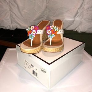 Flower Coach wedge flip flops